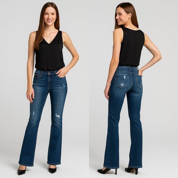 VIGOSS ๐ฅ Womenโs Mid-Rise Distressed Bootcut Jeans ๐ Size 13 โจ - Picture 1 of 15